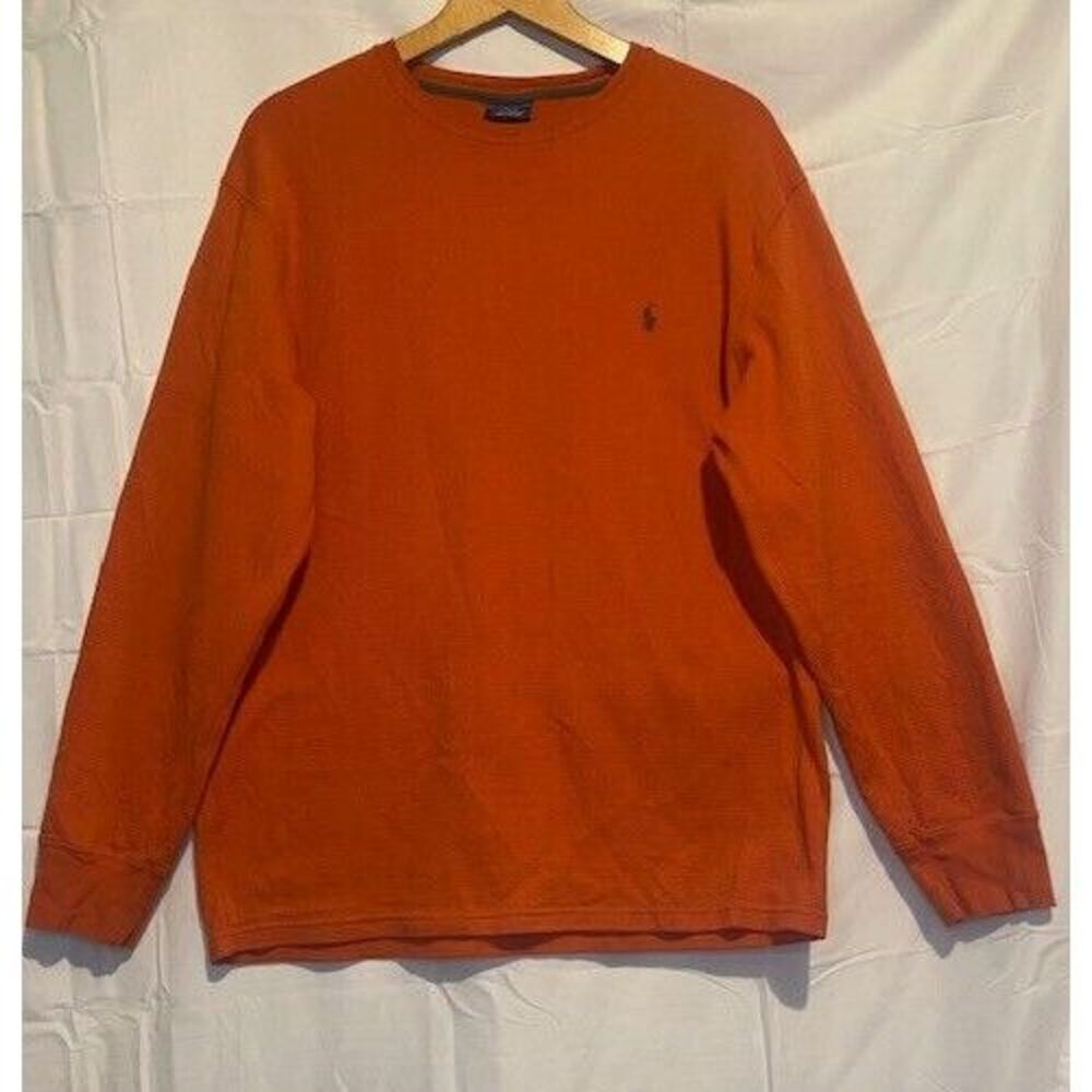 RALPH LAUREN POLO‎ Men's X-LARGE LONG Sleeve SLEEPWEAR Shirt ORANGE